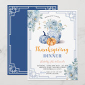 Thanksgiving Pompoen Blue Peony Chinoiserie Jar Kaart (Voorkant / Achterkant)