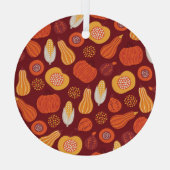 Thanksgiving pompoen bruin naadloos patroon. glas ornament (Achterkant)