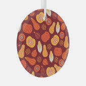 Thanksgiving pompoen bruin naadloos patroon. glas ornament (Voorkant Rechts)