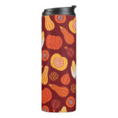 Thanksgiving pompoen bruin naadloos patroon. thermosbeker (Gedraaid links)