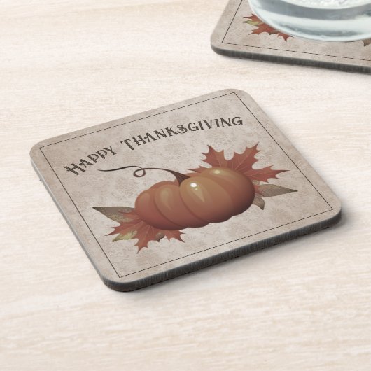 Thanksgiving pompoen Damask Bier Onderzetter (Linkerzijde)