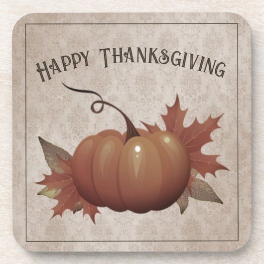 Thanksgiving pompoen Damask Bier Onderzetter (Voorkant)