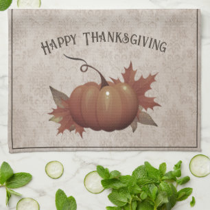 Thanksgiving pompoen Damask   Bruin Theedoek