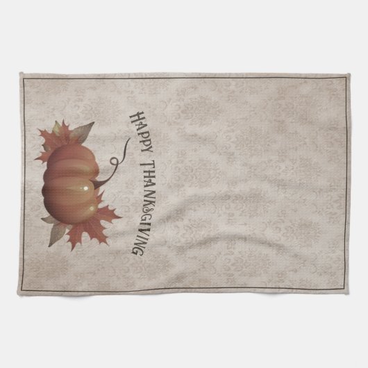 Thanksgiving pompoen Damask | Bruin Theedoek (Horizontaal)