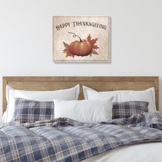 Thanksgiving pompoen Damask Canvas Afdruk (Insitu (Slaapkamer))