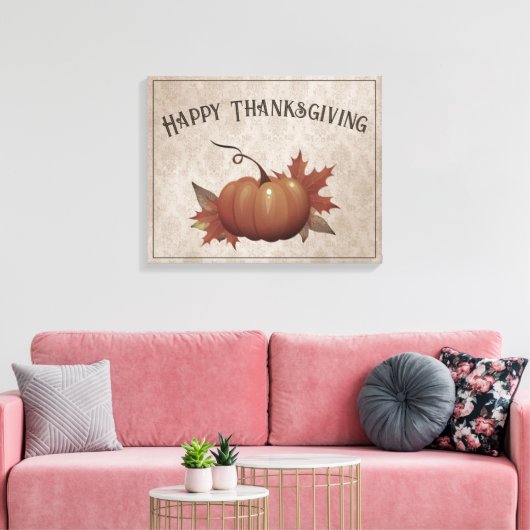 Thanksgiving pompoen Damask Canvas Afdruk (Insitu (Woonkamer))