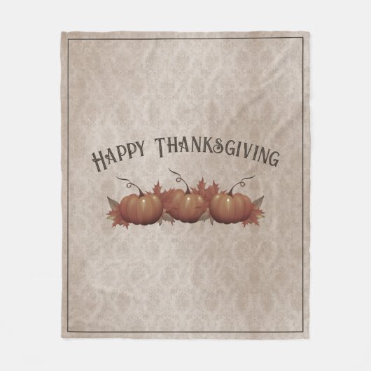 Thanksgiving pompoen Damask Fleece Deken (Voorkant)