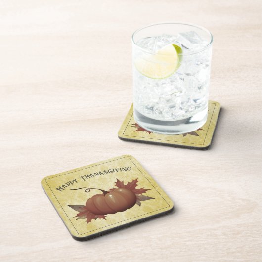 Thanksgiving pompoen Damask | Geel Bier Onderzetter (Rechterzijde)