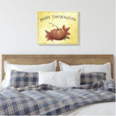 Thanksgiving pompoen Damask | Geel Canvas Afdruk (Insitu (Slaapkamer))