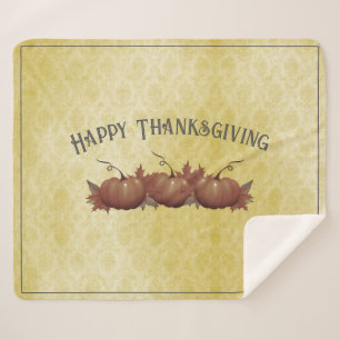 Thanksgiving pompoen Damask   Geel Sherpa Deken
