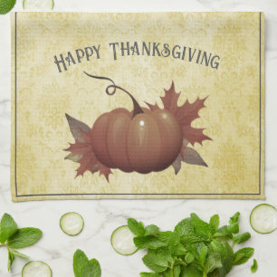 Thanksgiving pompoen Damask Geel Theedoek