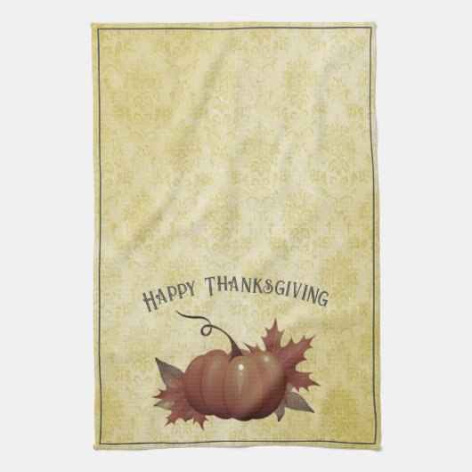 Thanksgiving pompoen Damask | Geel Theedoek (Verticaal)