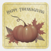 Thanksgiving pompoen Damask | Geel Vierkante Sticker (Voorkant)