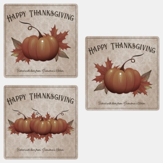 Thanksgiving pompoen Damask gepersonaliseerd Labels (Groep)