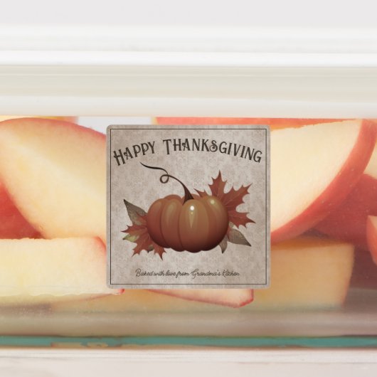 Thanksgiving pompoen Damask gepersonaliseerd Labels (Aangebracht)