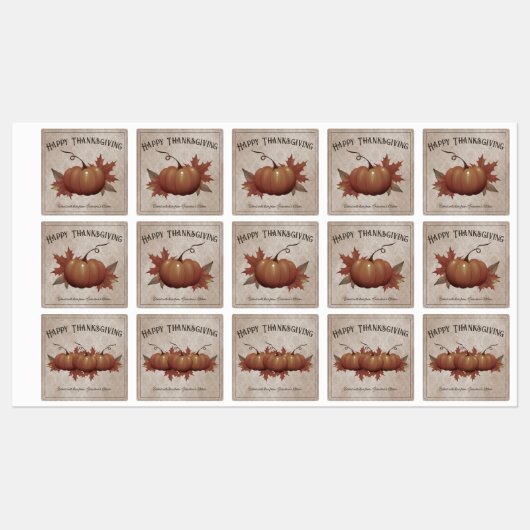 Thanksgiving pompoen Damask gepersonaliseerd Labels (Vel)