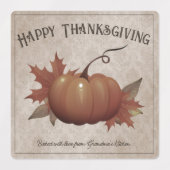 Thanksgiving pompoen Damask gepersonaliseerd Labels (Design 2)