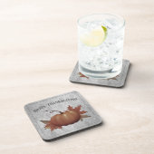 Thanksgiving pompoen Damask | Grijs Bier Onderzetter (Rechterzijde)