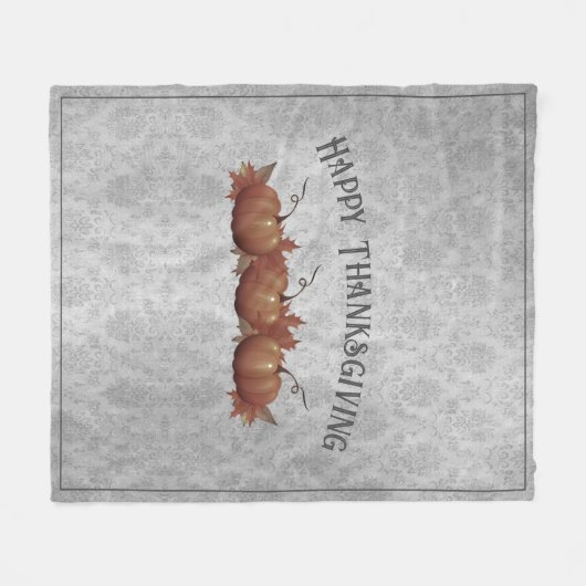 Thanksgiving pompoen Damask | Grijs Fleece Deken (Voorkant (Horizontaal))