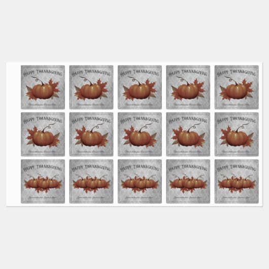 Thanksgiving pompoen Damask | Grijs Labels (Vel)