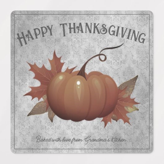 Thanksgiving pompoen Damask | Grijs Labels (Design 2)