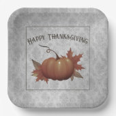 Thanksgiving pompoen Damask | Grijs Papieren Bordje (Voorkant)