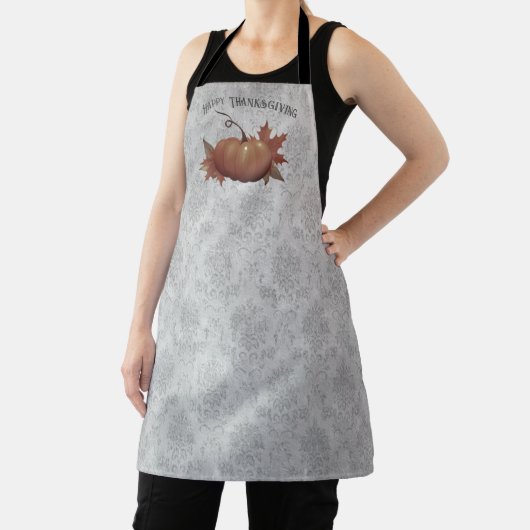Thanksgiving pompoen Damask | Grijs Schort (Insitu)
