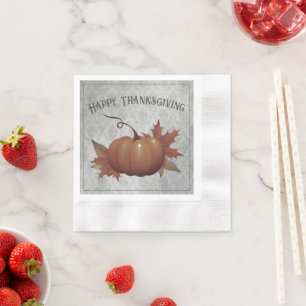 Thanksgiving pompoen Damask   Grijs Servet