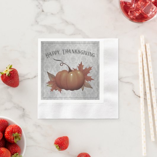 Thanksgiving pompoen Damask | Grijs Servet (Insitu)