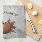 Thanksgiving pompoen Damask | Grijs Theedoek (Quarter Fold)