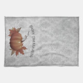 Thanksgiving pompoen Damask | Grijs Theedoek (Horizontaal)