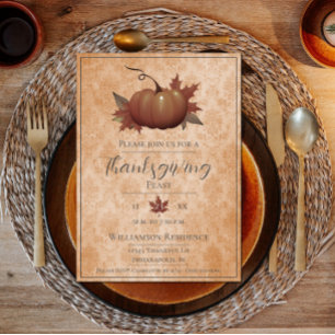 Thanksgiving pompoen Damask   Oranje diner Kaart