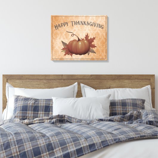 Thanksgiving pompoen Damask | SINAASAPPEL Canvas Afdruk (Insitu (Slaapkamer))