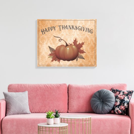 Thanksgiving pompoen Damask | SINAASAPPEL Canvas Afdruk (Insitu (Woonkamer))