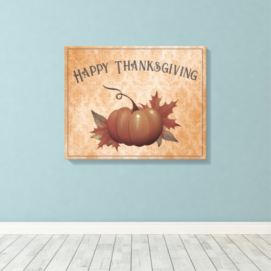 Thanksgiving pompoen Damask | SINAASAPPEL Canvas Afdruk (Insitu (Houten vloer))