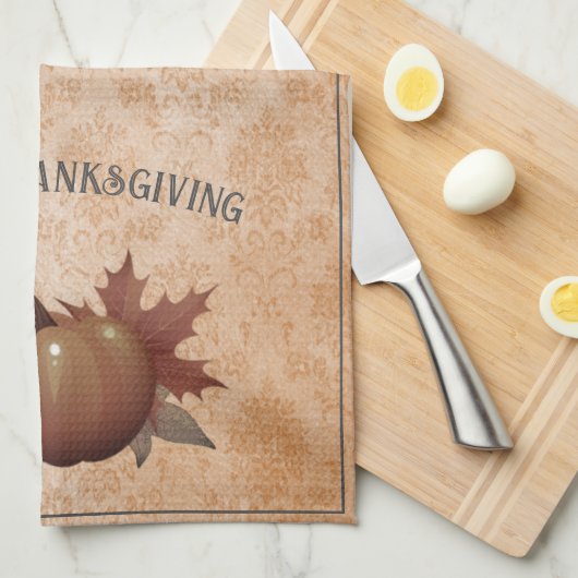 Thanksgiving pompoen Damask | SINAASAPPEL Theedoek (Quarter Fold)