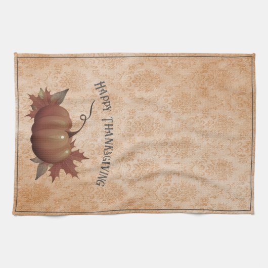 Thanksgiving pompoen Damask | SINAASAPPEL Theedoek (Horizontaal)