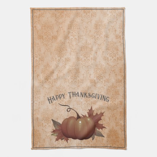 Thanksgiving pompoen Damask | SINAASAPPEL Theedoek (Verticaal)