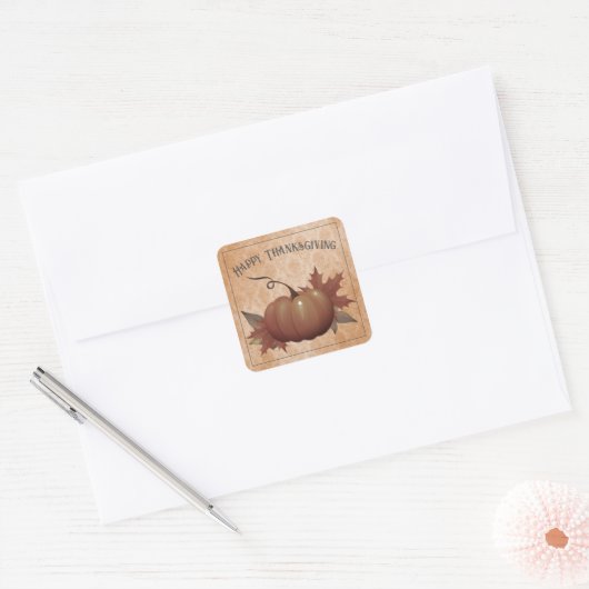 Thanksgiving pompoen Damask | SINAASAPPEL Vierkante Sticker (Envelop)