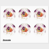 Thanksgiving Pompoen Dank u Bourgondië Flowers Ronde Sticker (Vel)