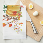 Thanksgiving pompoen dankbaar ontwerp theedoek (Quarter Fold)