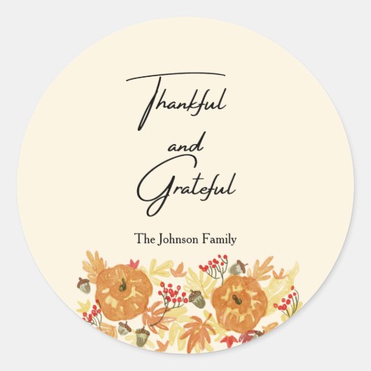Thanksgiving Pompoen Diner Envelope Seal Ronde Sticker (Voorkant)