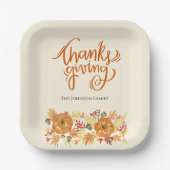 Thanksgiving pompoen diner papieren bordje (Voorkant)
