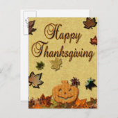 Thanksgiving pompoen en bladeren feestdagenkaart (Voorkant / Achterkant)