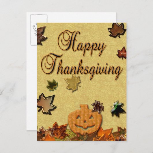 Thanksgiving pompoen en bladeren feestdagenkaart (Voorkant / Achterkant)