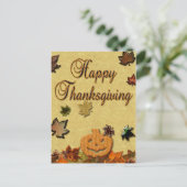 Thanksgiving pompoen en bladeren feestdagenkaart (Staand voorkant)