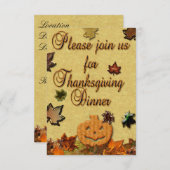 Thanksgiving pompoen en bladeren kaart (Voorkant / Achterkant)