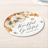 Thanksgiving pompoen en bladeren ronde kartonnen onderzetter (Gebogen)