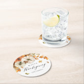 Thanksgiving pompoen en bladeren ronde kartonnen onderzetter (Insitu)