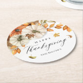 Thanksgiving pompoen en bladeren ronde kartonnen onderzetter (Gebogen)